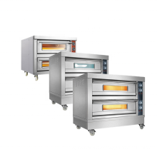 Commercial 380V Pizza Baking Equipment Stainless Steel two deck four Trays  Electric Oven